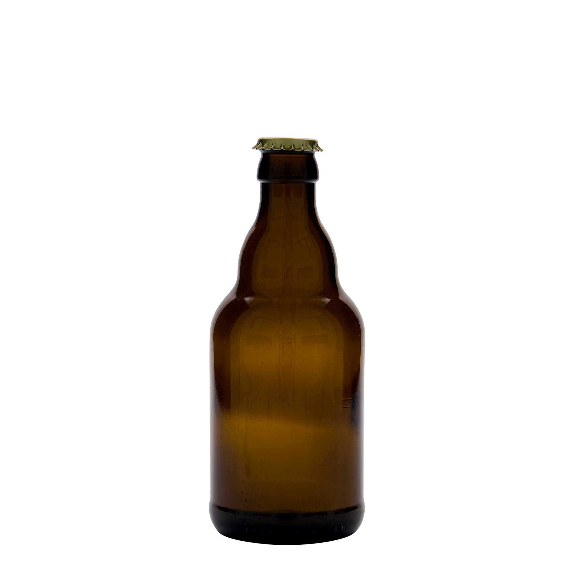 330 ml shishe birre 'Steinie', qelq, kafe, gojë: Kronkorken 330 ml shishe birre 'Steinie', qelq, kafe, gojë: Kronkorken
