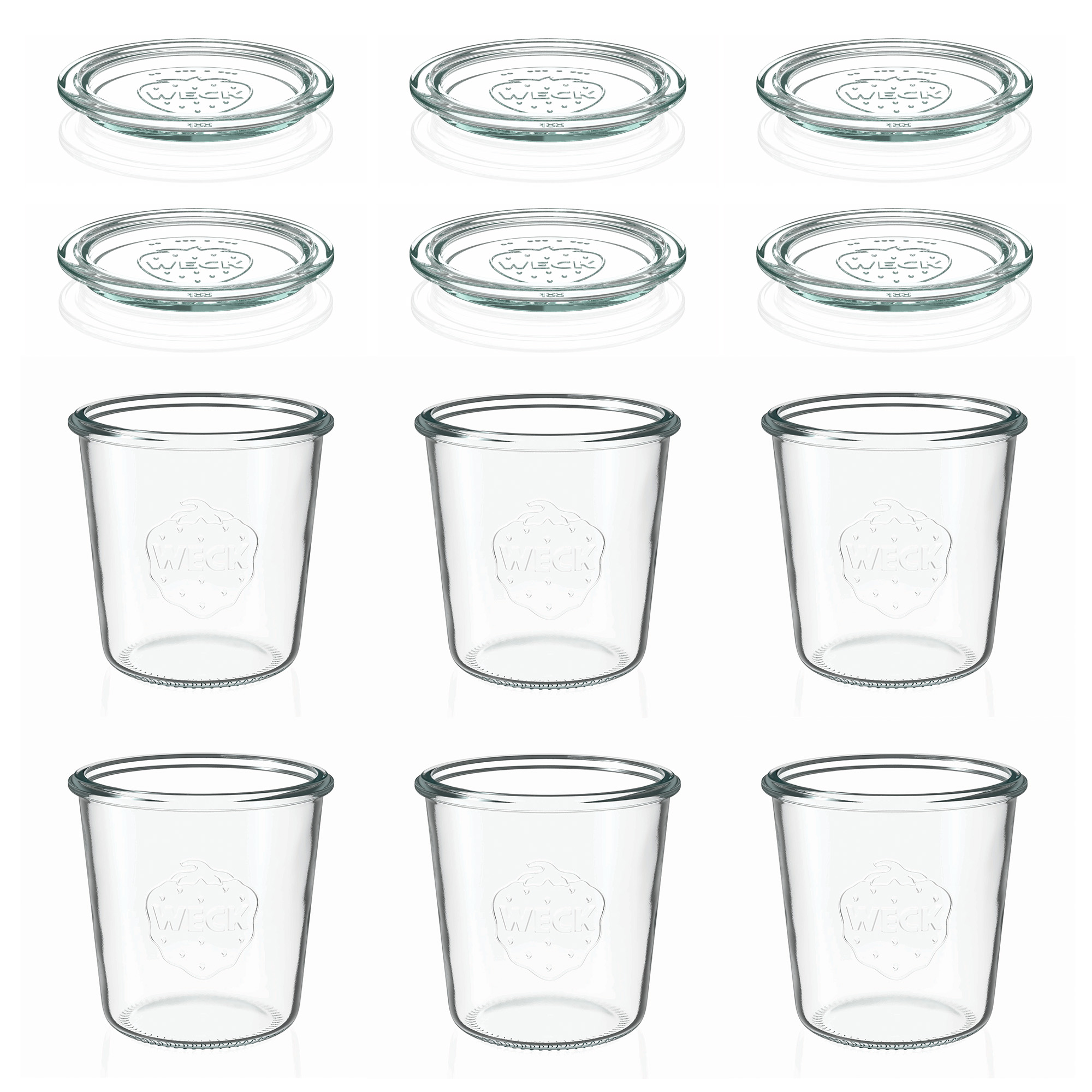 6x 580 ml gjypa WECK me hapje të gjerë me kapak qelqi RR 100