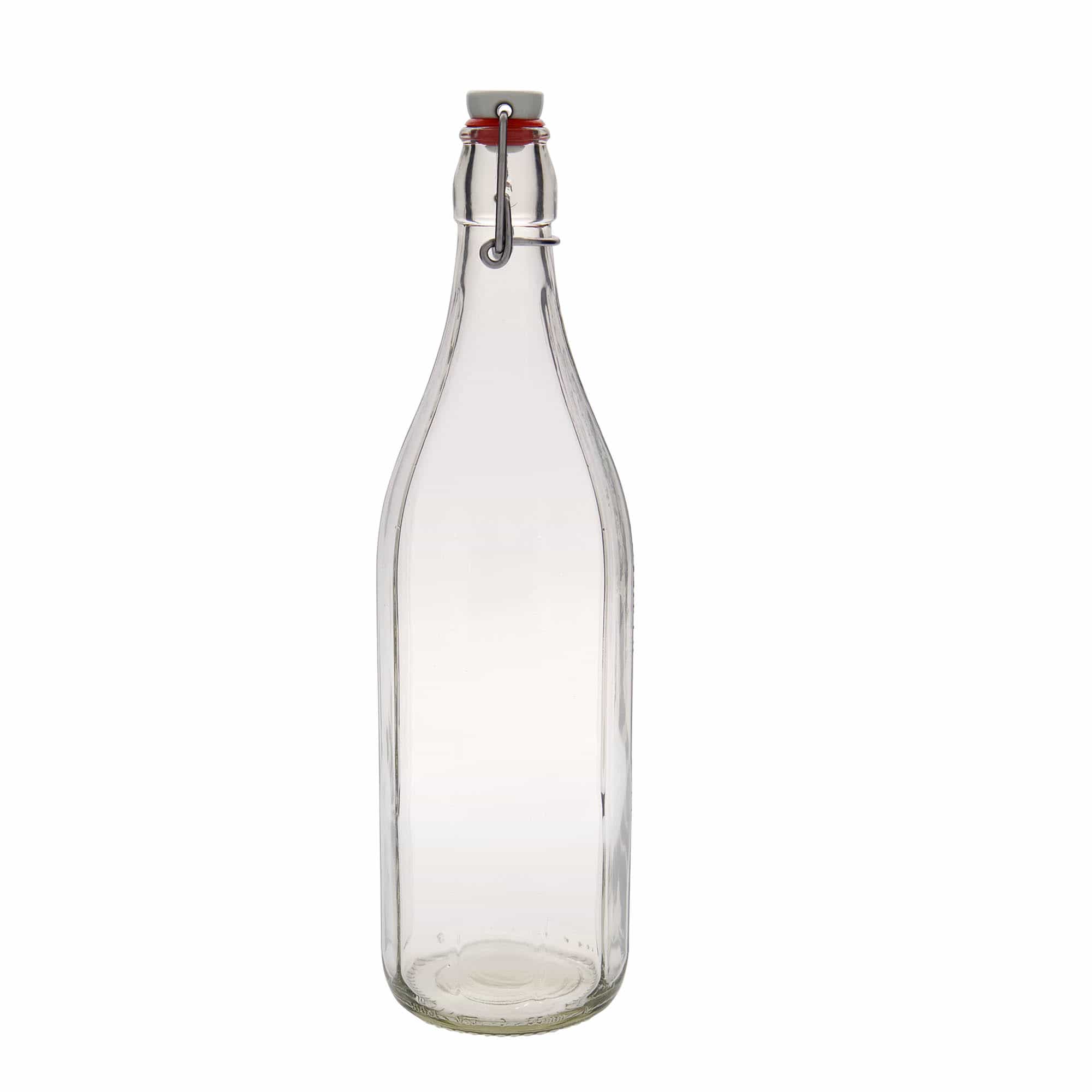 1.000 ml shishe qelqi 'Bravo' #, tetëkëndore, hapja: mbyllje me kapëse.