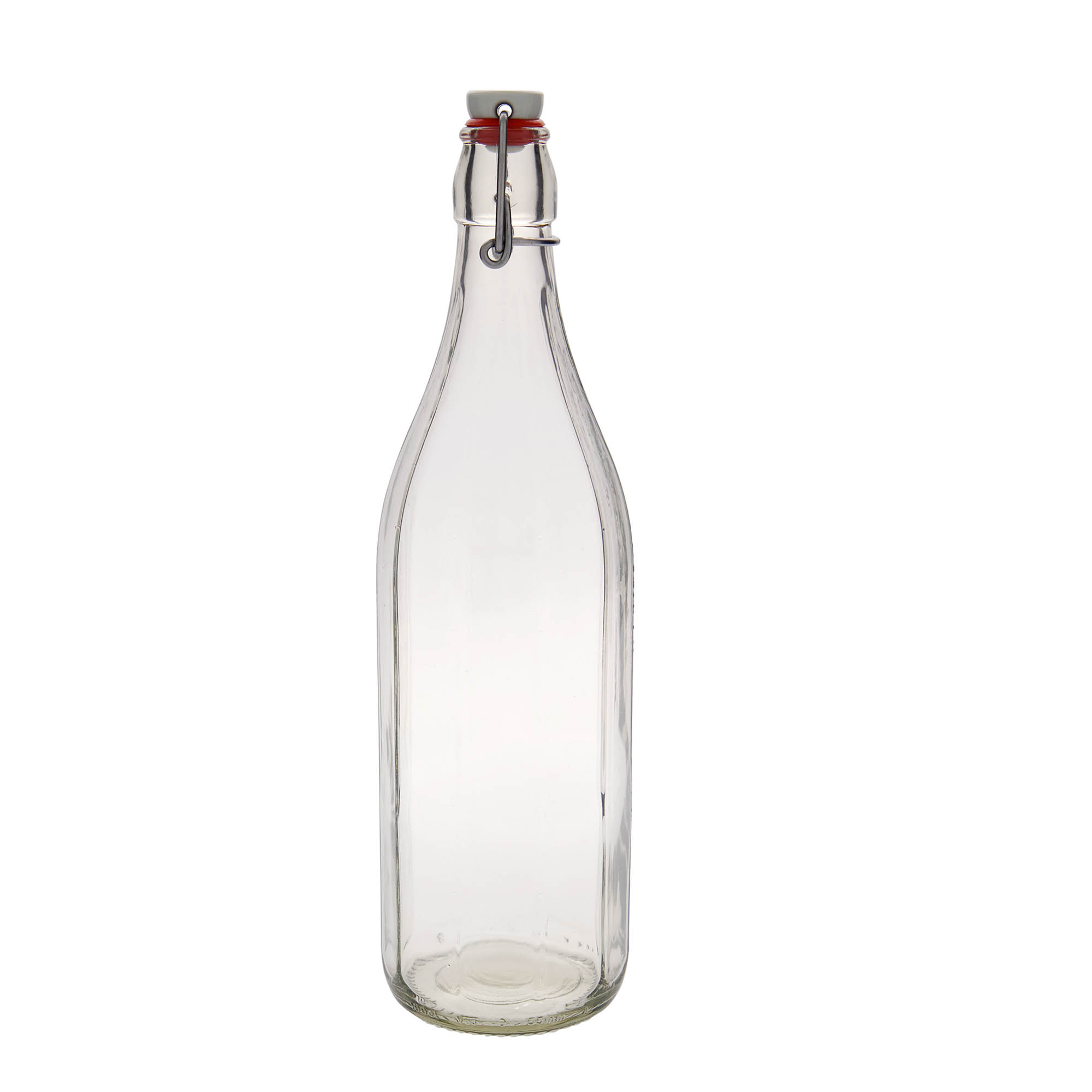 1.000 ml shishe qelqi 'Bravo' #, tetëkëndore, hapja: mbyllje me kapëse.