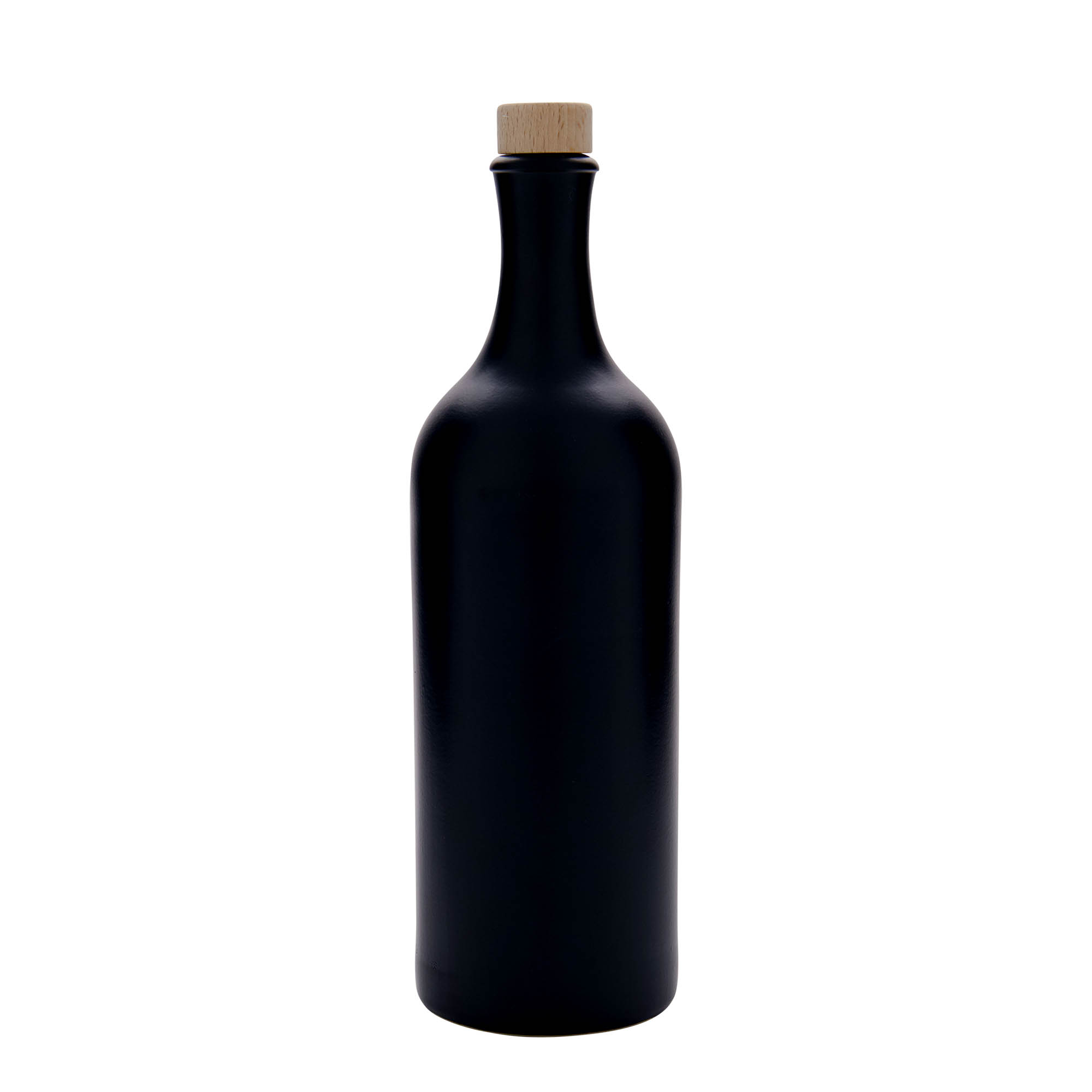 750 ml kruaç me qafë të gjatë, qeramikë, e zezë, gojë: kork