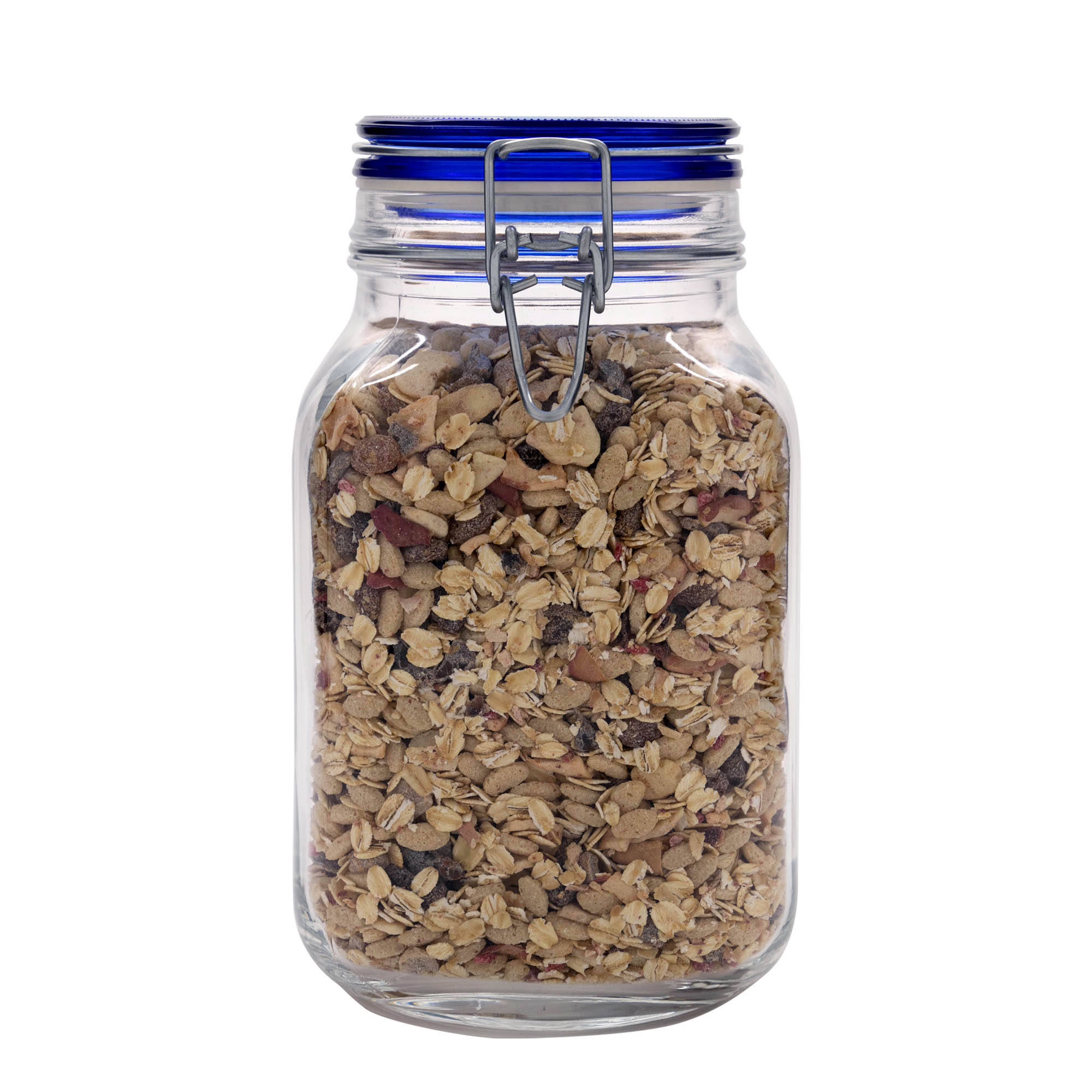 2.000 ml kavanoz me kapak me tela 'Fido' me kapak blu, katror, hapje: mbyllje me kapak me tela 2.000 ml kavanoz me kapak me tela 'Fido' me kapak blu, katror, hapje: mbyllje me kapak me tela