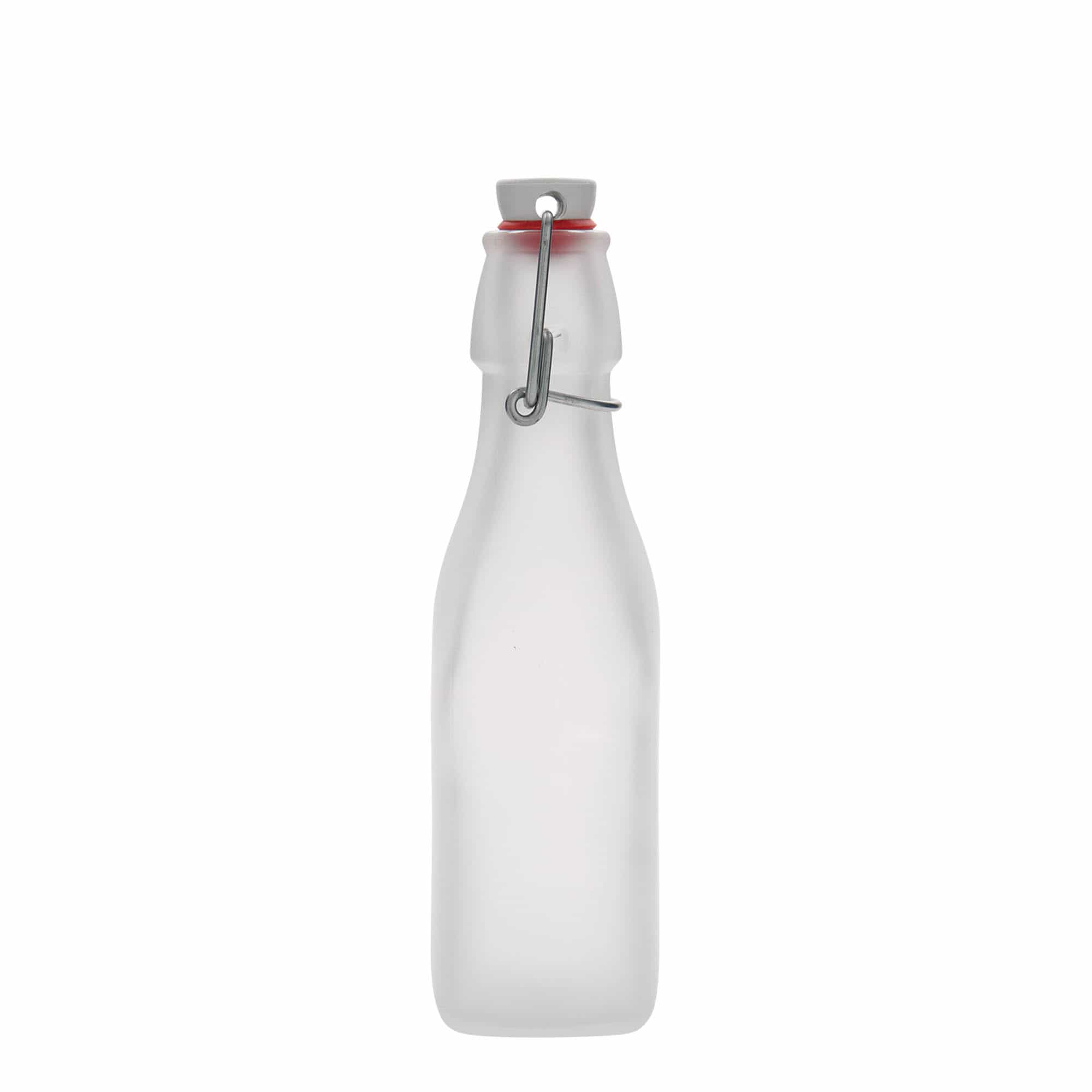 250 ml shishe qelqi 'Swing, katrore, e bardhë, hapje: mbyllje me kapëse