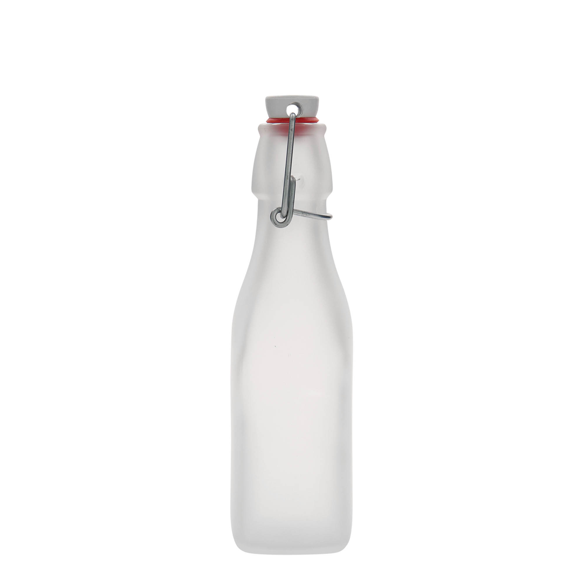 250 ml shishe qelqi 'Swing, katrore, e bardhë, hapje: mbyllje me kapëse 250 ml shishe qelqi 'Swing, katrore, e bardhë, hapje: mbyllje me kapëse