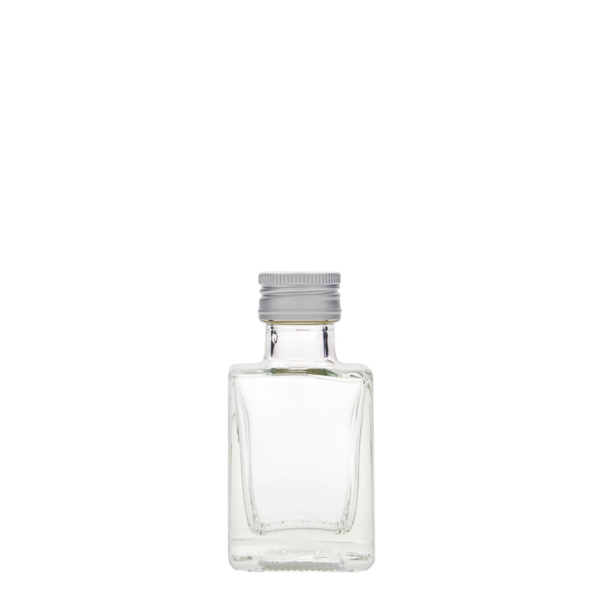 Shishe qelqi 50 ml 'Cube', katrore, gojë: PP 24 Shishe qelqi 50 ml 'Cube', katrore, gojë: PP 24