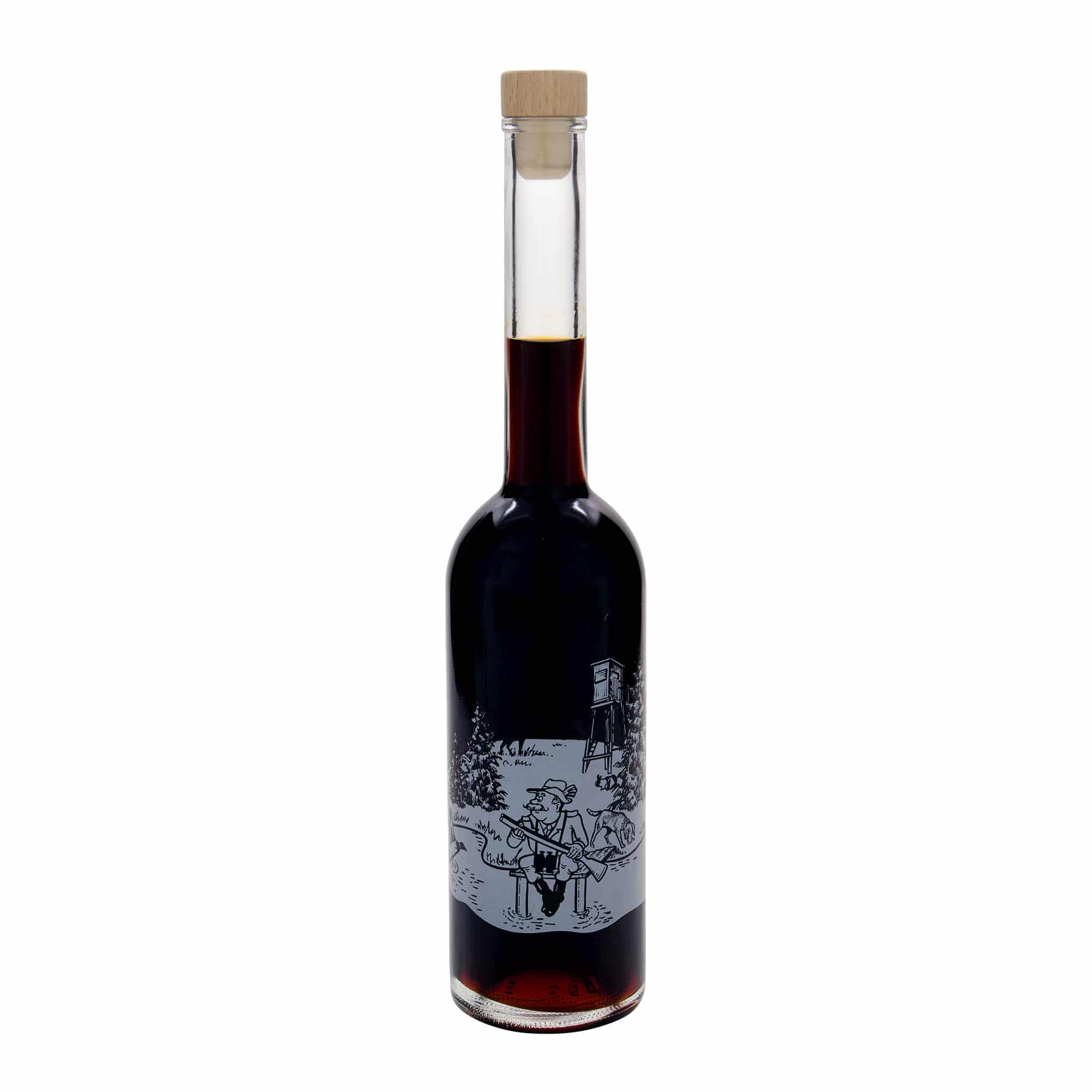 Shishe qelqi 500 ml 'Opera', motiv: Gjuetar, gojëz: Kork
