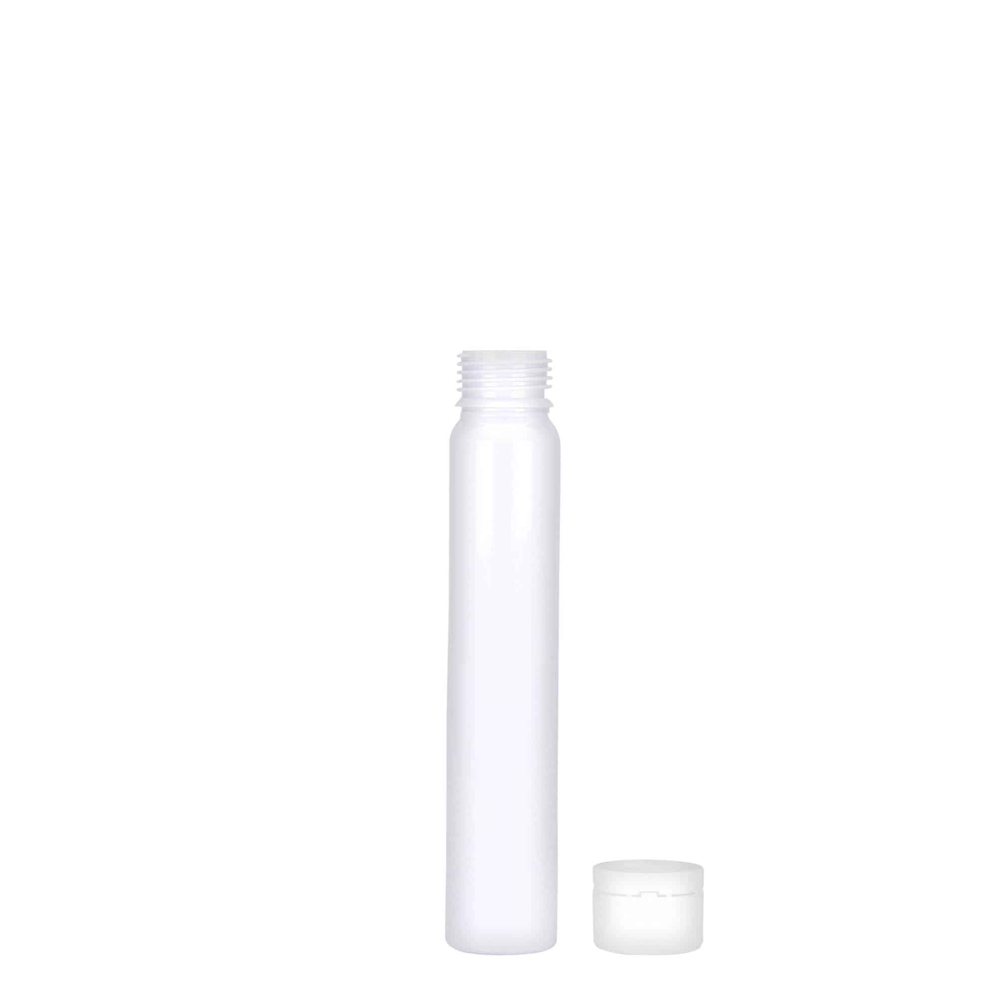 25 ml tub PET, plastik, i bardhë, hapje: kapak me vida