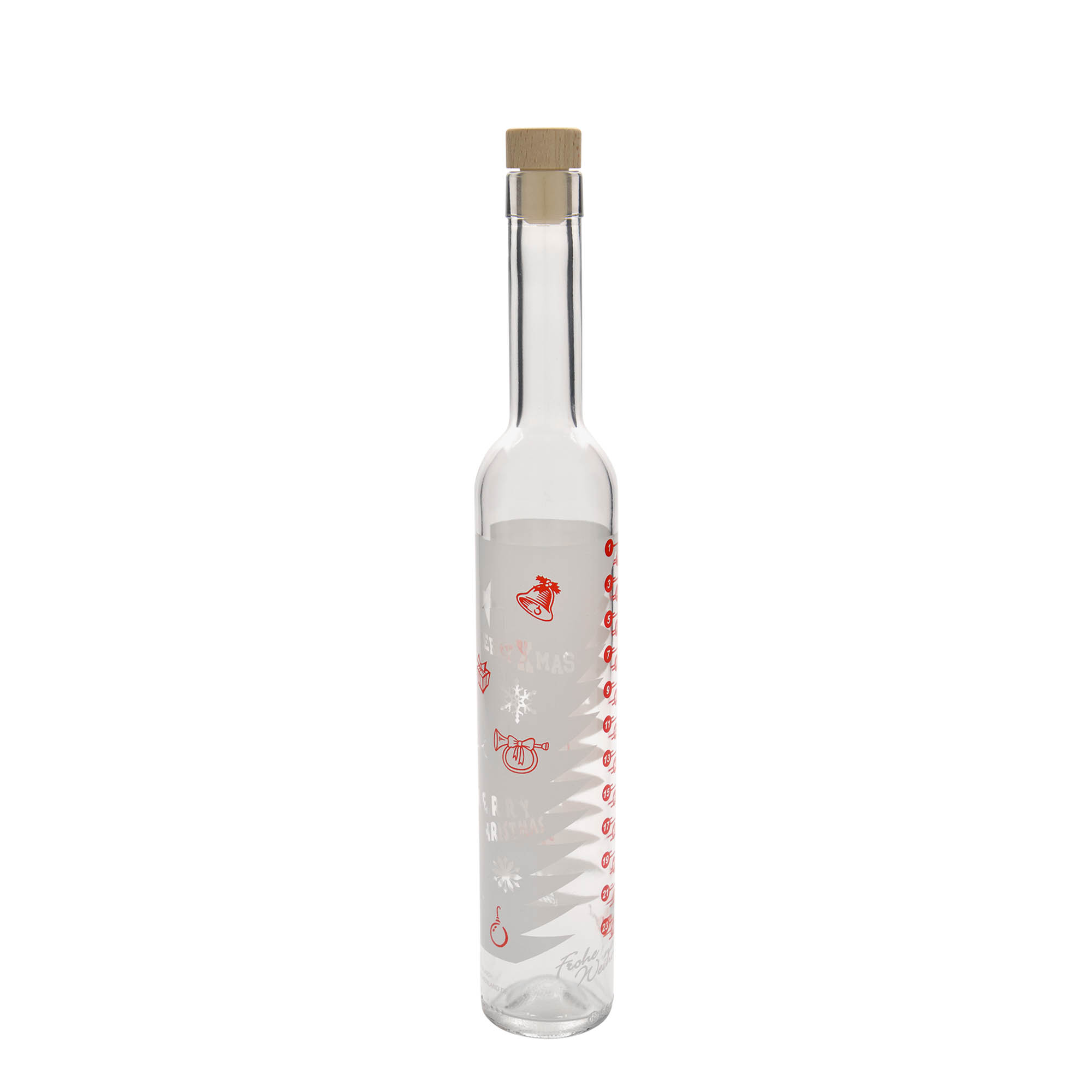 Shishe qelqi 500 ml Maximo me printim 'Kalendari i Adventit', Hapur: Korek Shishe qelqi 500 ml Maximo me printim 'Kalendari i Adventit', Hapur: Korek