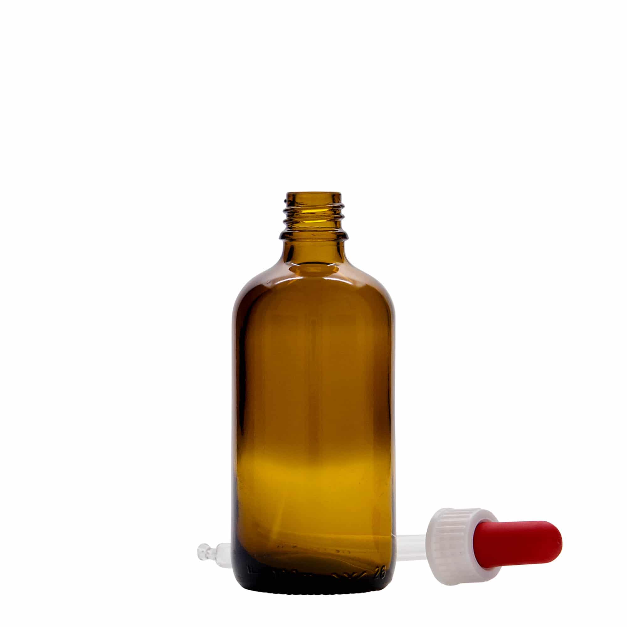 100 ml shishe pipete mjekësore, qelq, kafe-kuqe, gojë: DIN 18