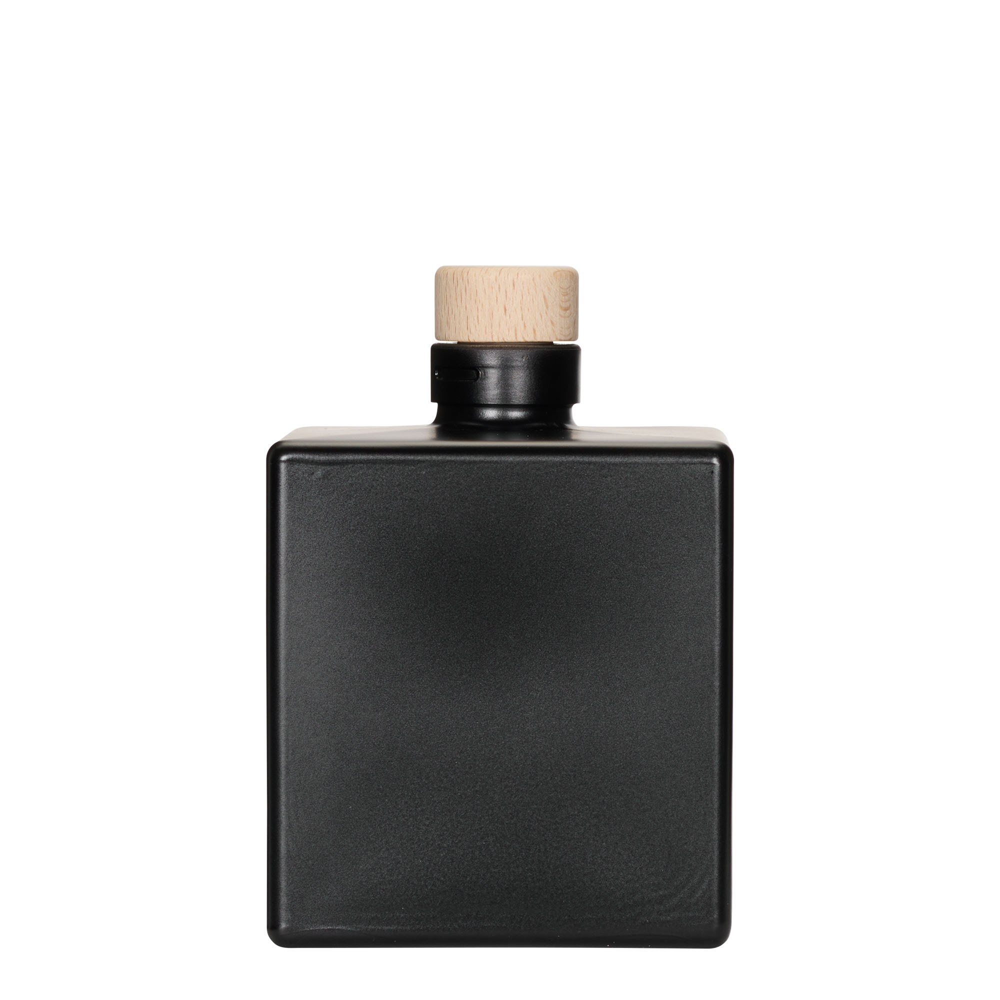 Shishe qelqi 500 ml 'Cube', katrore, e zezë, gojë: kork Shishe qelqi 500 ml 'Cube', katrore, e zezë, gojë: kork