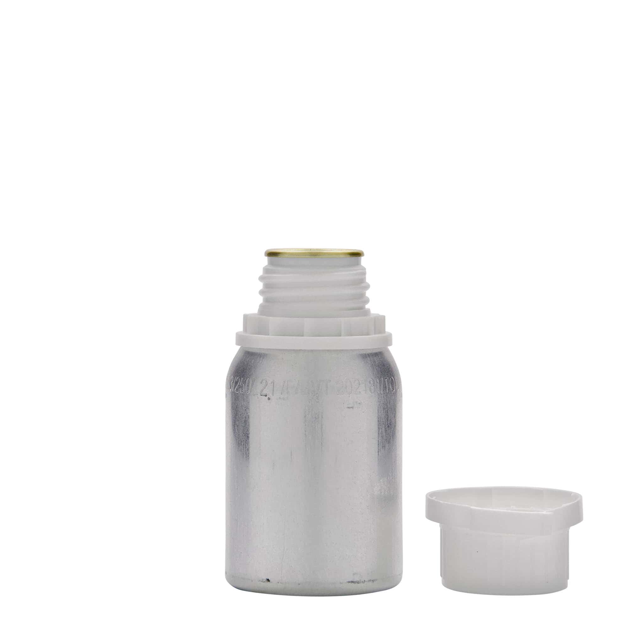 125 ml shishe alumini, metal, argjend, gojëzimi: DIN 32