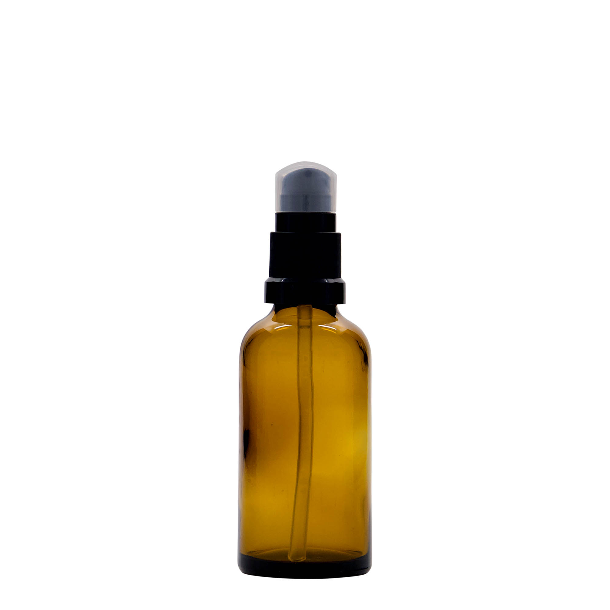 Shishe mjekësore 50 ml me pompë locioni, xham, kafe, gojëzimi: DIN 18